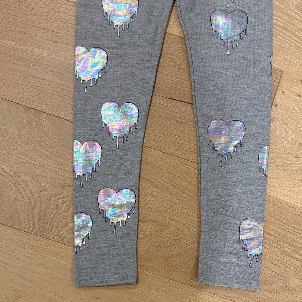 NWOT Chaser Gray Heart Print Girls Leggings size 7 - Picture 4 of 6